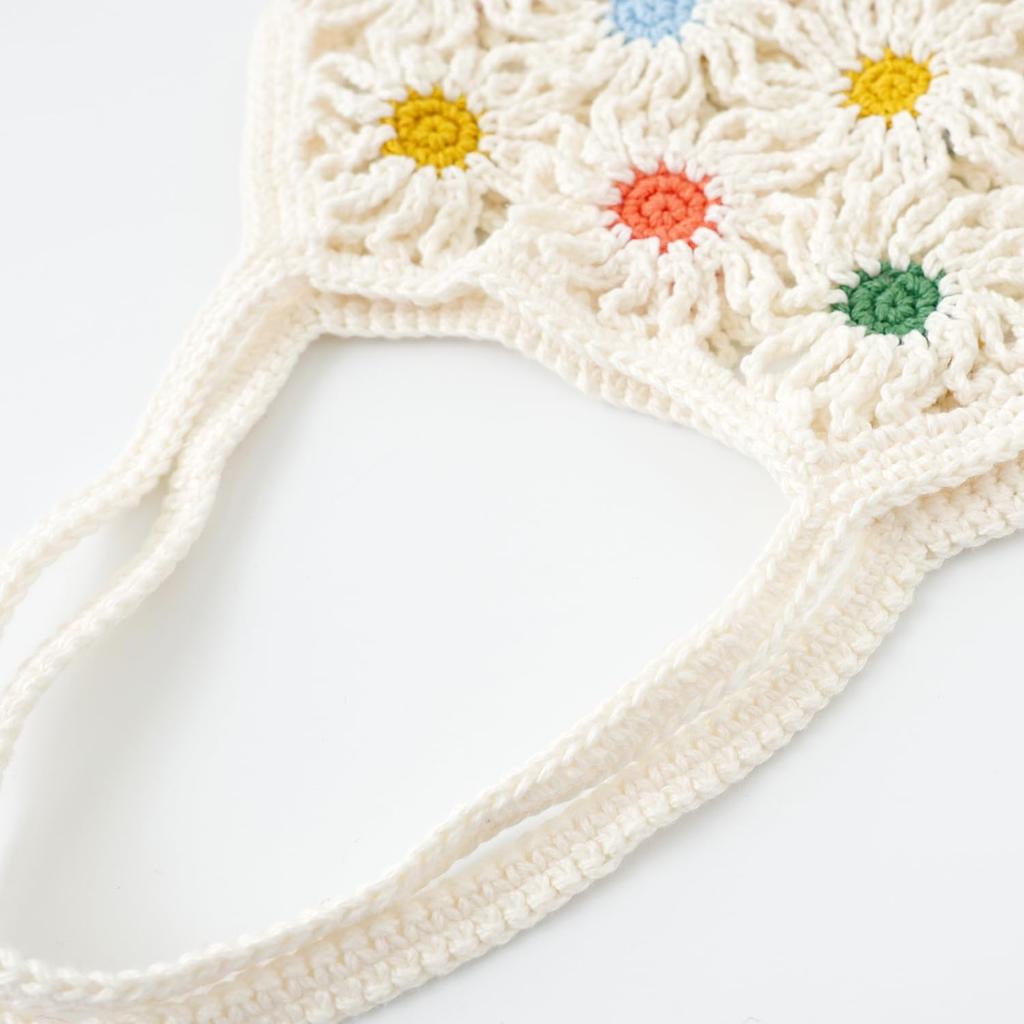 Raw Wool Knitting Kit #6-6 Flower Motif Bag