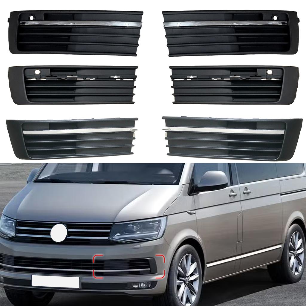 Car Front Fog Light Lamp Side Lower Grill Frame with Chrome Radar Hole for VW Transporter Multivan 2015 2016 2017 2018 2019