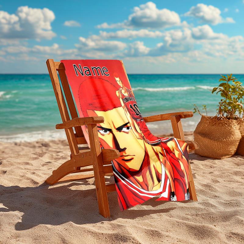 Personalized customized proof beach towel with Sakuragi Hanamichi pattern - soft, absorbent,quick-drying,perfect swimming,camping&bathing