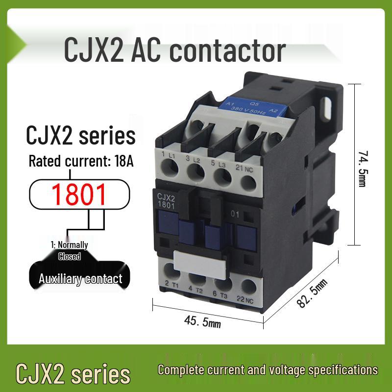 AC Contactor CJX2 Series: 1210, 0910, 1810, 2510, 3210 - Single-phase 220V, Three-phase 380V, 12A