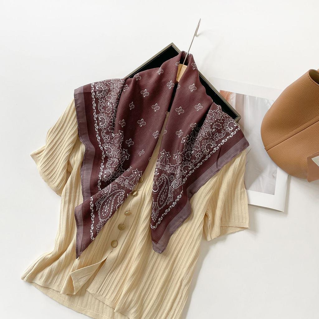 Spring Paisley Cashew Silk Scarf Ethnic Style Square Scarf Classic Cashew Print Square Scarf Silica Scarf