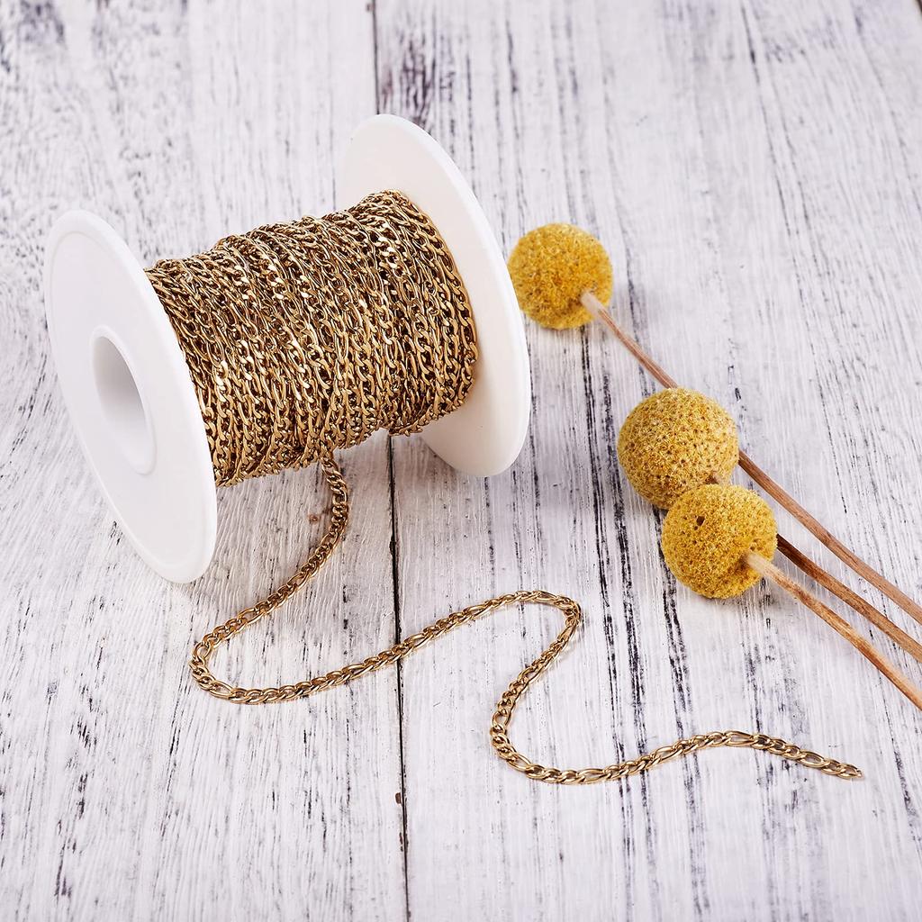 1 ширина золота 304 нержавеющая сталь Фигаро без длинных и коротких звеньев аксессуар для рукоделия ручная работа с приблизительно рулоном, 3 мм, цепь, сварка,