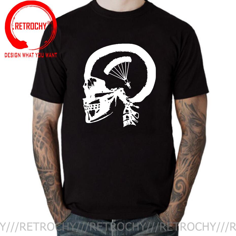 Unique Skull Design Skydiving In My Brain Tshirt Short Sleeved Cotton T Shirt Tops Tees O Neck Crazy Big Tall Plus Size 5XL 6XL