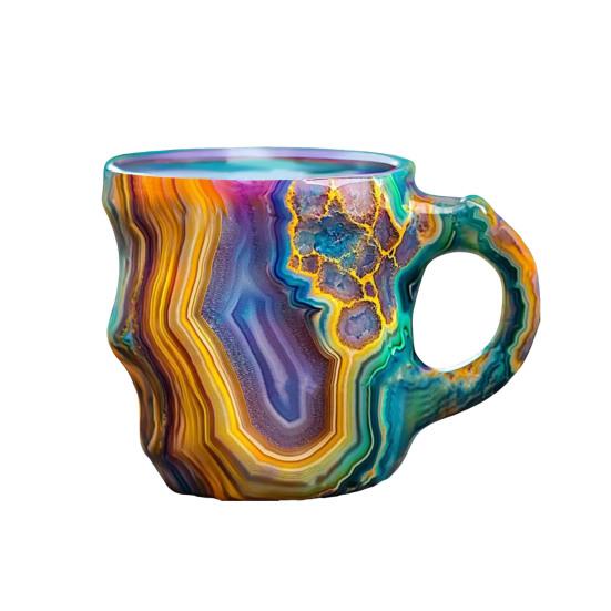 Минеральная хрустальная кружка для кофе, чашка для воды, новинка, кружки для напитков, цветная полупрозрачная кружка для чая для горячих напитков, элегантный рождественский подарок для домашнего офиса