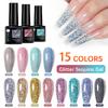 Bright Glitter Sequined Nail Polish Glue Popular Color Colorful Neon Broken Diamond Glitter Powder Nail Polish Glue