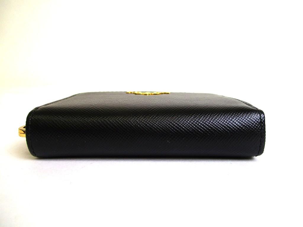 Authentic PRADA Saffiano Metal Black Leather Coin Case Purse #b148 Open box