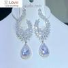 Luxury Cube Drop Cubic Zirconia Earrings Wedding Party Fashion Jewelry Women