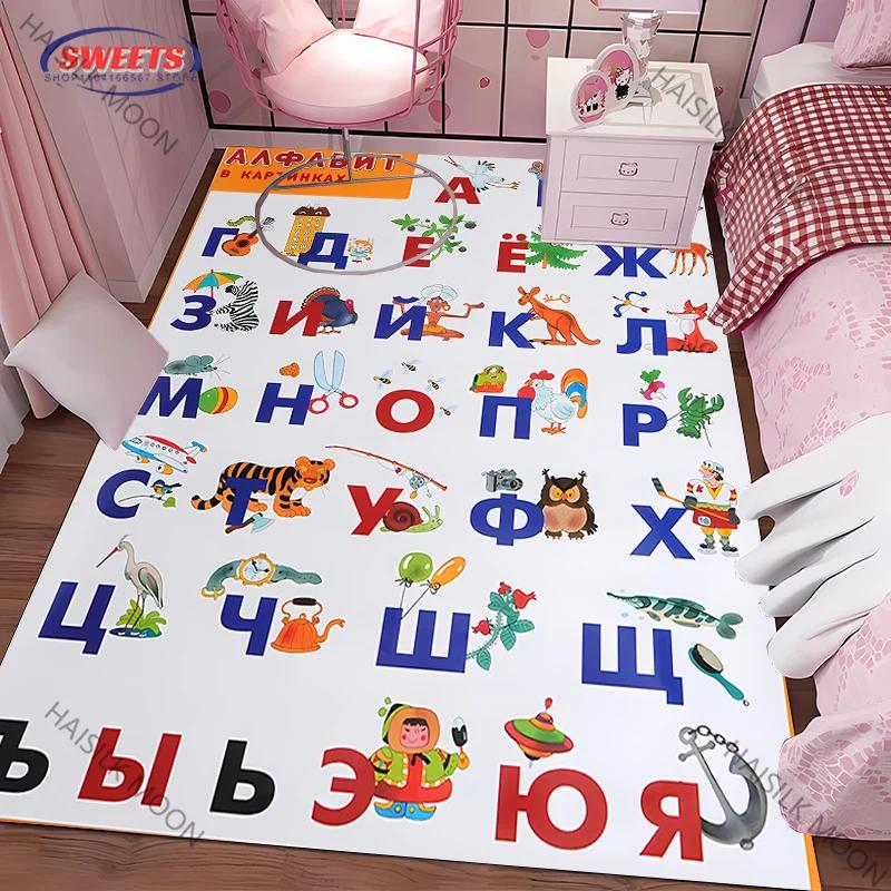 Детские игровые коврики для пола, очень большие ковры, коллекция для игр «Азбука, Цифры, Животные», развивающие коврики для игровой комнаты