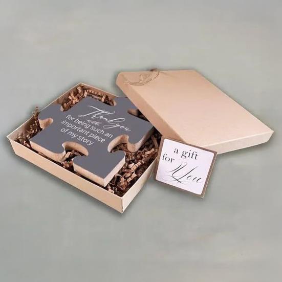 Wooden Puzzle Decoration Desktop Puzzle Shaped Ornament Keepsake Farewell Appreciation Gift for Colleagues Friends