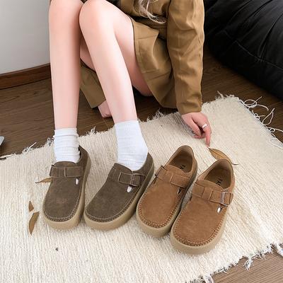 Мода 2024 Весна и Осень Новые Большого размера Толстая подошва Универсальные Женские лоферы Повседневные С круглым носком Слипоны Клоги Низкие туфли Zapatos