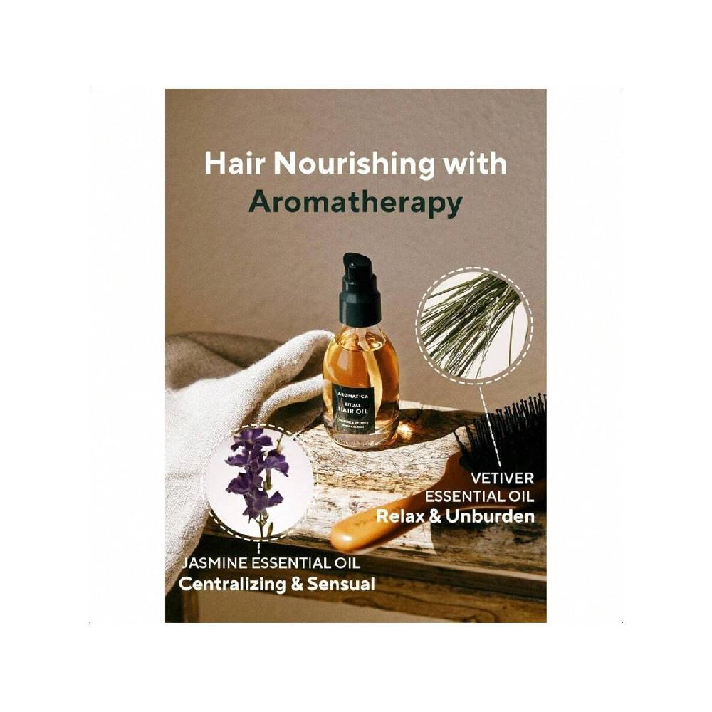 Aromatica Ritual Jasmine & Vetiver Масло для волос 50 мл Питательное масло без силиконов для поврежденных пушистых волос с чистым ароматом