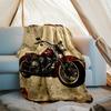 Motorcycle Theme Printed Blanket - Perfect for Couch, Bed, Travel & Outdoor Use | Machine Washable, Cozy & Durable.