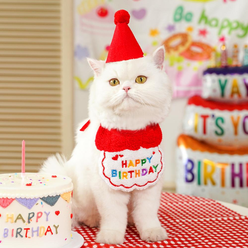 Pet Party Birthday Dress Up Saliva Scarf Bib Scarf Dog Cat Hat Accessories Supplies