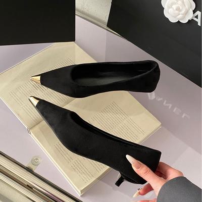 Весна 2025 новые ретро туфли-лодочки из металла с леопардовым принтом, французский темперамент, замшевые, с острым носком, на шпильке