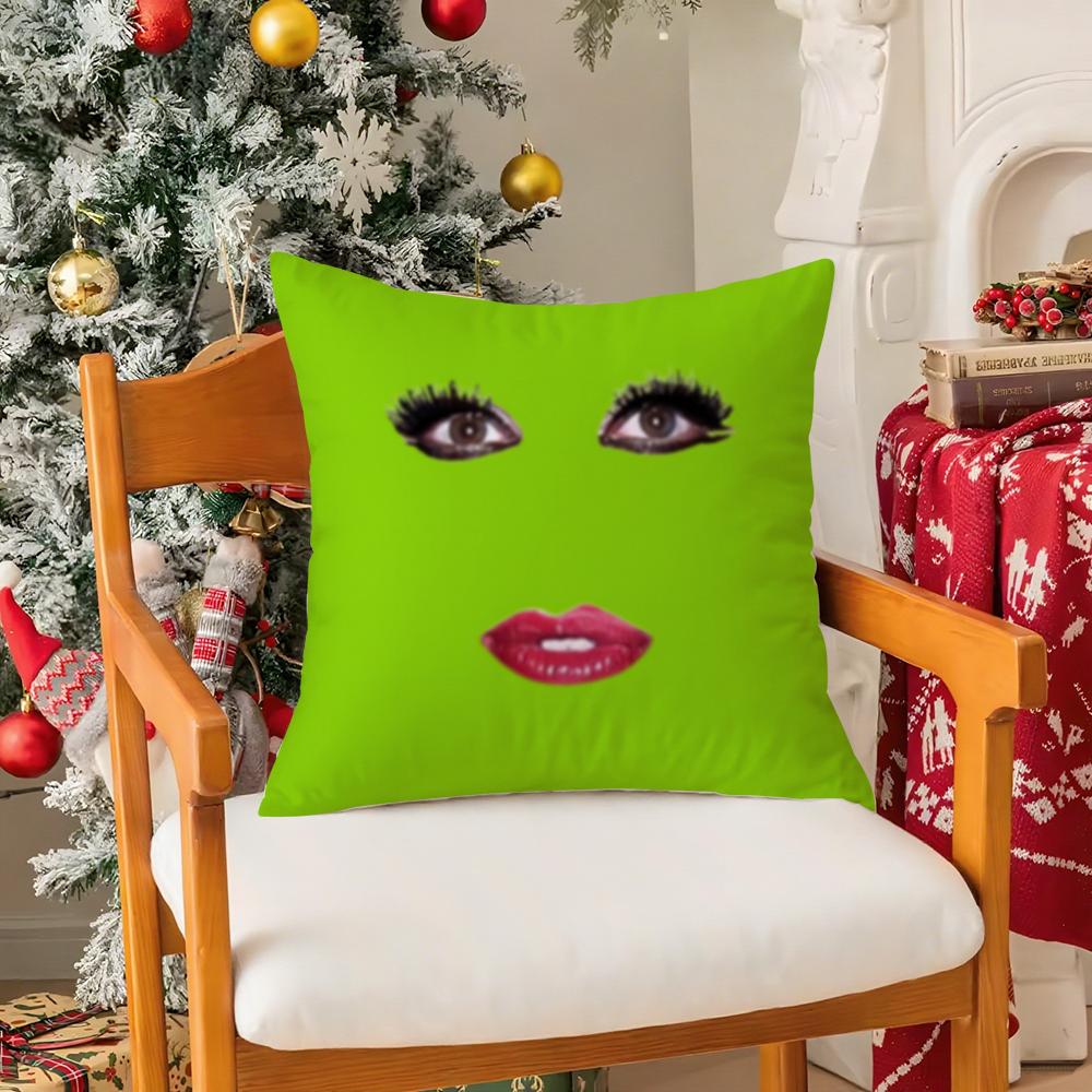 Funny gaga meme lady Pillow Case Silky Short Plush with Invisible Zipper Dustproof Sofa Cushion Cover for Home Decor