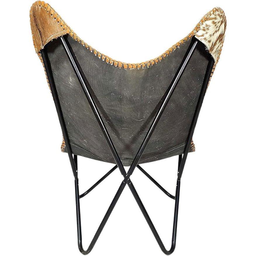 Кожаное кресло с принтом коровы/коровьей шкурой, кожаные кресла-бабочки для взрослых, кресло-шезлонг для отдыха со складной железной рамой, винтажное кресло Boho Alite
