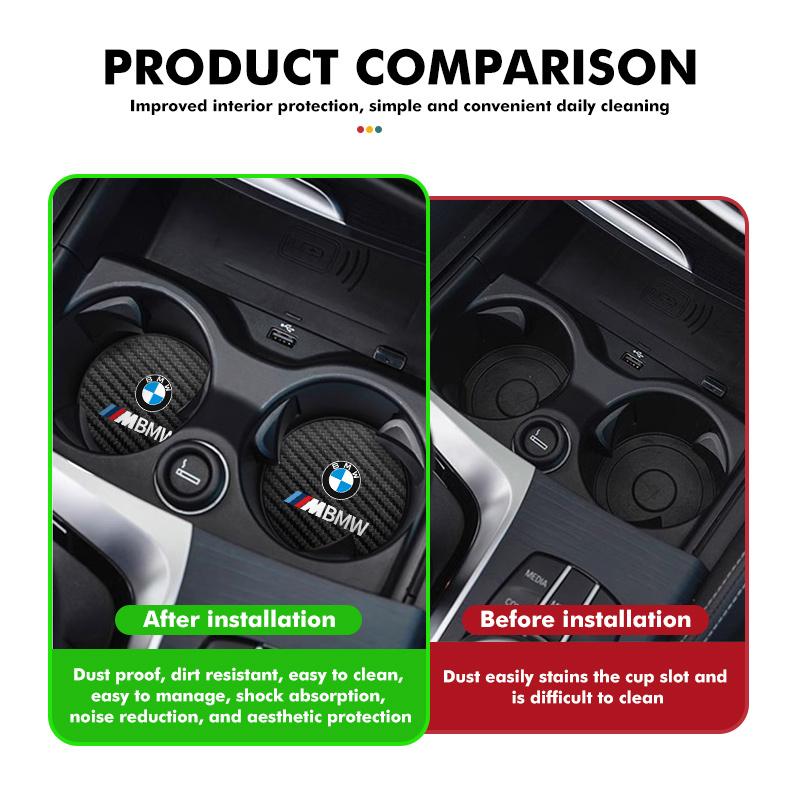 Carbon Fiber Car Coaster Non-slip Water Cup Holder Insert Mat For BMW M3 M5 X3 E93 F10 F20 F30 F40 F15 F25 F26 F31 F49 F86