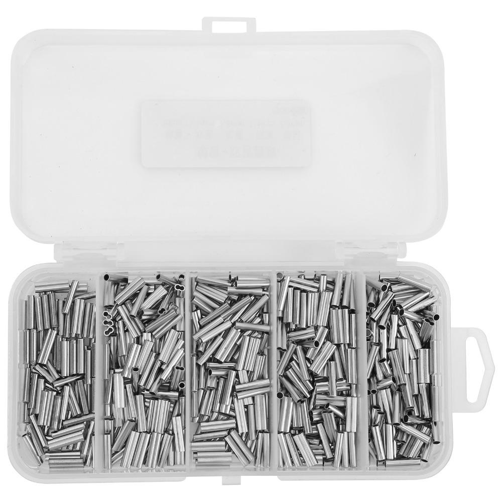 500PCS Single Double Barrel Fishing Line Crimping Sleeves Fishing Crimp Sleeve Kit for Fishing Line