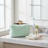 Striped Embroidered Travel Cosmetic Bag Portable Toiletry Organizer for Women Makeup Storage Pouch