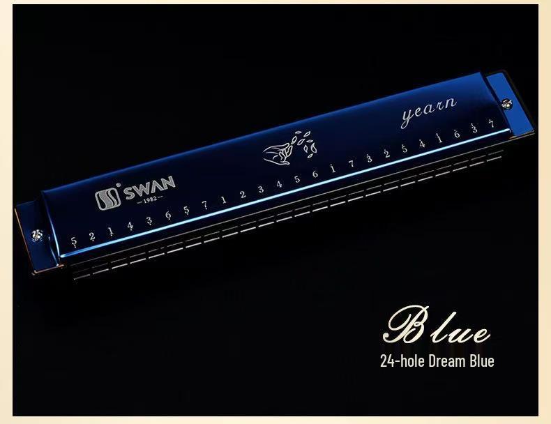 Swan 24-Hole Harmonica in C Key for Beginners and Students - Professional Performance Level Instrument