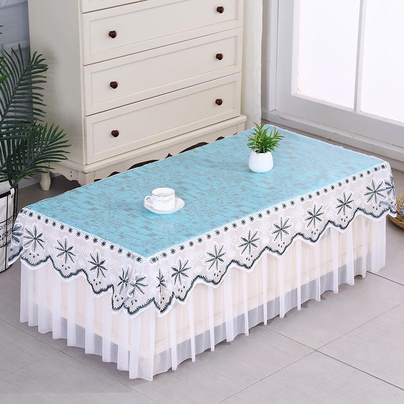 Водонепроницаемый маслостойкий однотонный чехол для стола, вышитое кружево с тонким марлевым краем, скатерть, обеденный стол, пылезащитный чехол для ТВ-шкафа