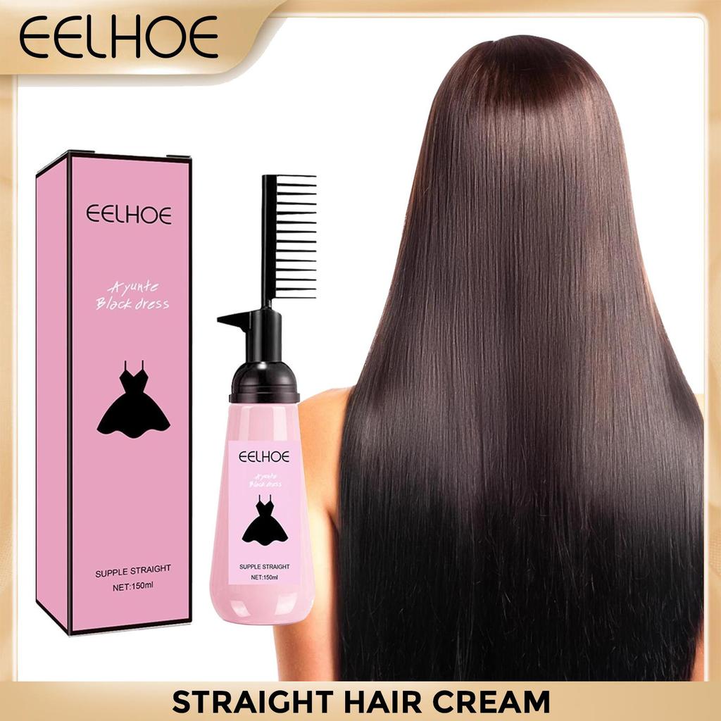 EELHOE Straight Hair Cream Hair Straightening Protein Treatment 1 Step Protein Smoothing Professional Results Straight 150ml