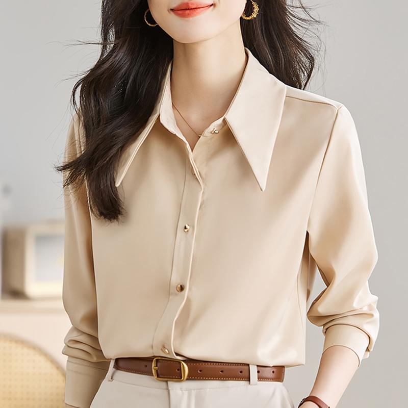 Women Blouses Shirts 2025 Spring Long Sleeve Women Blouse Shirt Turn Down Collar Office Lady White Black Chiffon Blouse Shirt Women Tops J864