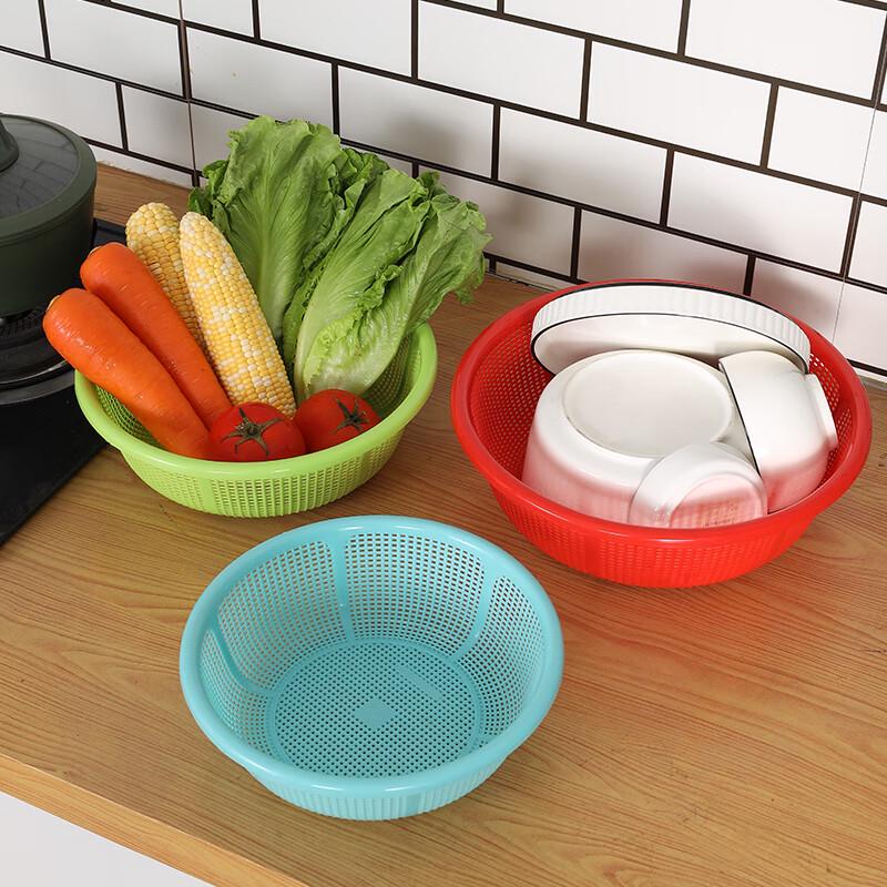 Bingyue Круглая пластиковая мойка для овощей и дуршлаг, Зеленая, 3 шт.