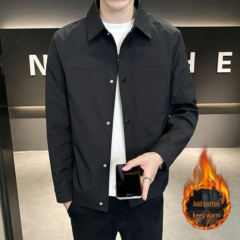 Мужская хлопковая куртка приталенного кроя - Стильная, теплая, универсальная, с отложным воротником для осени и зимы