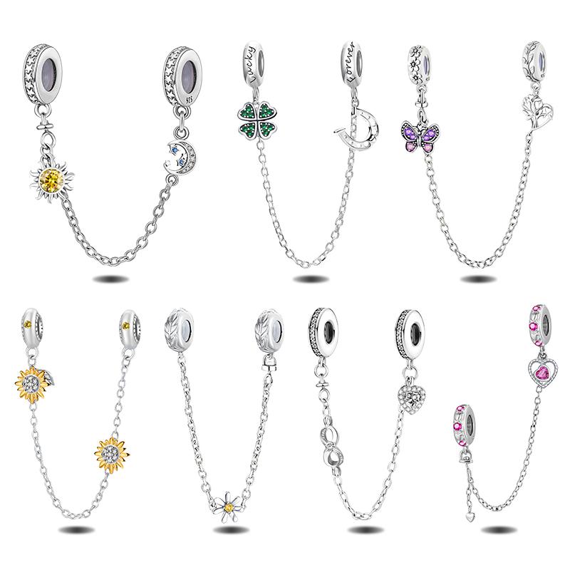 Медь Четырехлистный Клевер Бабочка Страховочная Цепочка Подвеска Бусины Подходят Для Изготовления Браслетов и Ожерелий Своими Руками Подарок Изысканных Ювелирных Изделий