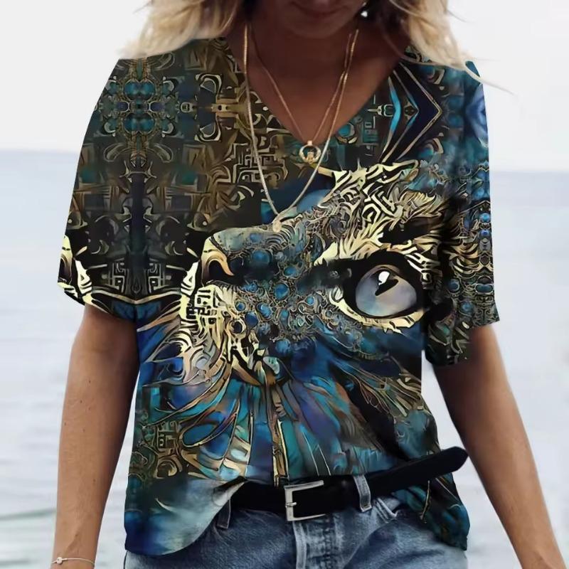 New Style T-shirt For Women Butterfly Leopard Print Tees Blouse Oversized T-Shirt Summer Women's Clothing Short Sleeve