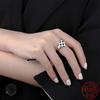 New Trend Cool Black White Grid Band Ring For Women Original 925 Silver Rings Brand Jewelry Gift