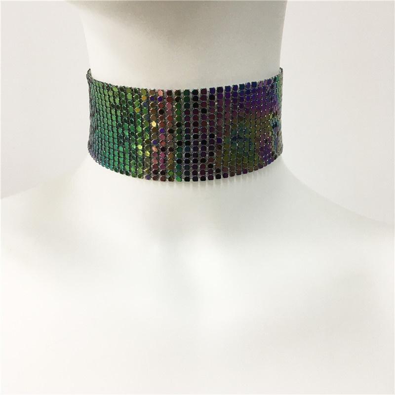 Модный орнамент чокер преувеличенное ожерелье хип-хоп пайетки панк-метал