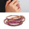 Stackable Rose Gold Plated Rings For Women With Colorful Cubic Zirconia Handmade Mixed Metal Jewelry For Party Wear