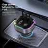 GE03 Voltage Display Car Charger with Retractable Cable and Ambient Light PD 65W Fast Charging Adapter