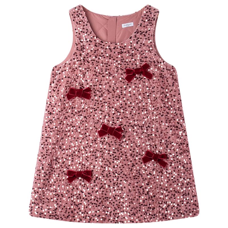 Mucmukn Стеганое Бархатное Платье Принцессы с Блестками и Бантом