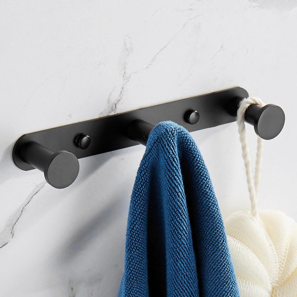 Bathroom Accessories Towel Hook Matte Black Towel Robe Coat Rack Rows Hooks