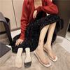 Summer New Transparent High-heeled One-word Cool Slippers Women's Outer Wear Fashion Crystal Thick-heeled Sandals Versatile and Half-mop