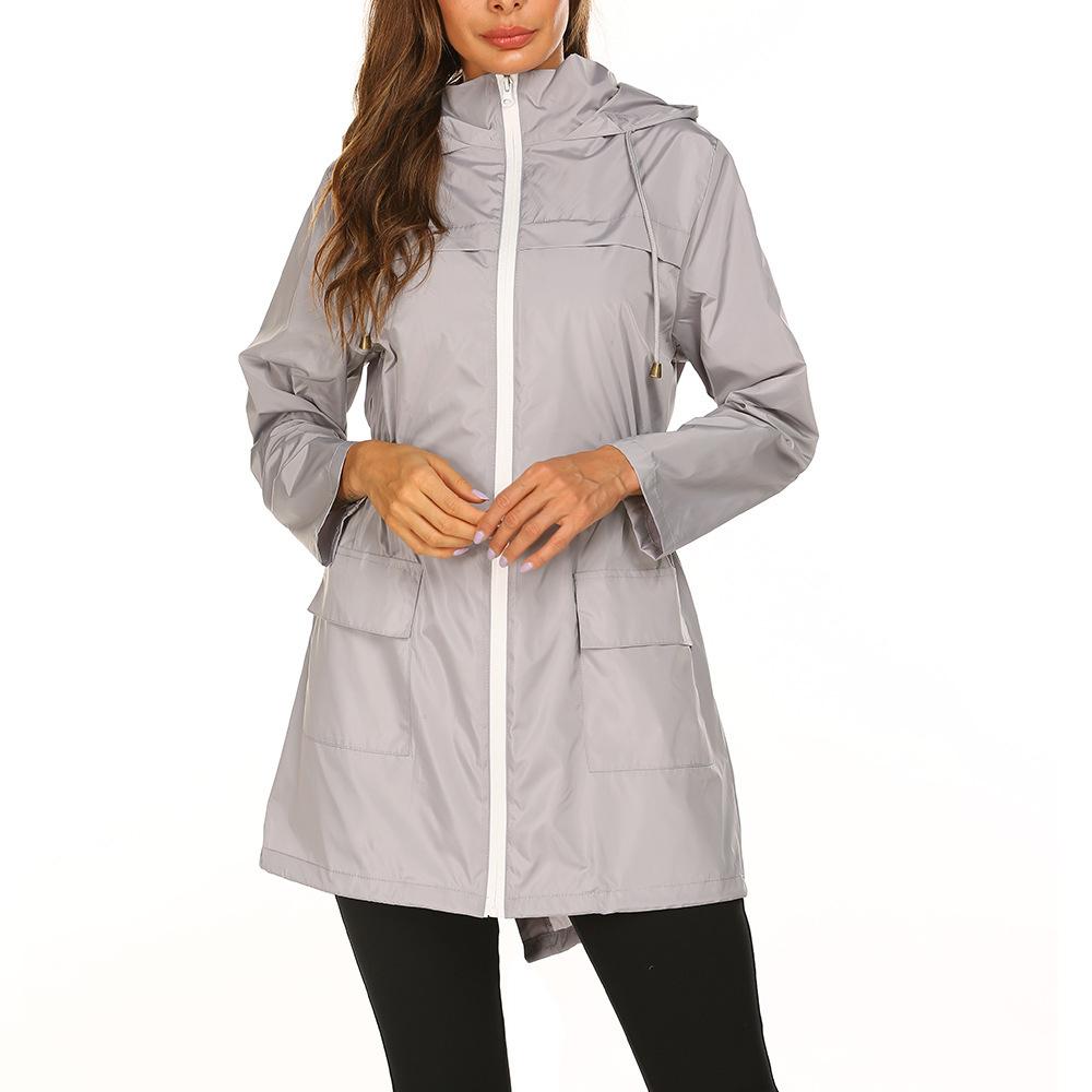 Autumn Winter Women's Jacket with Waist Cinched Hooded Lightweight Suit Windcheaters Jackets