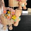 Stroller Shaped Flower Basket Rattan Woven Candy Basket with Handle Portable Decorative Rustic Basket with Wheels for Baby Showers Floral Arrangements