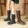 Женские ретро ковбойские сапоги до колена - Стиль Осень 2025, на толстой подошве, стройнящие, высокие сапоги-рыцари