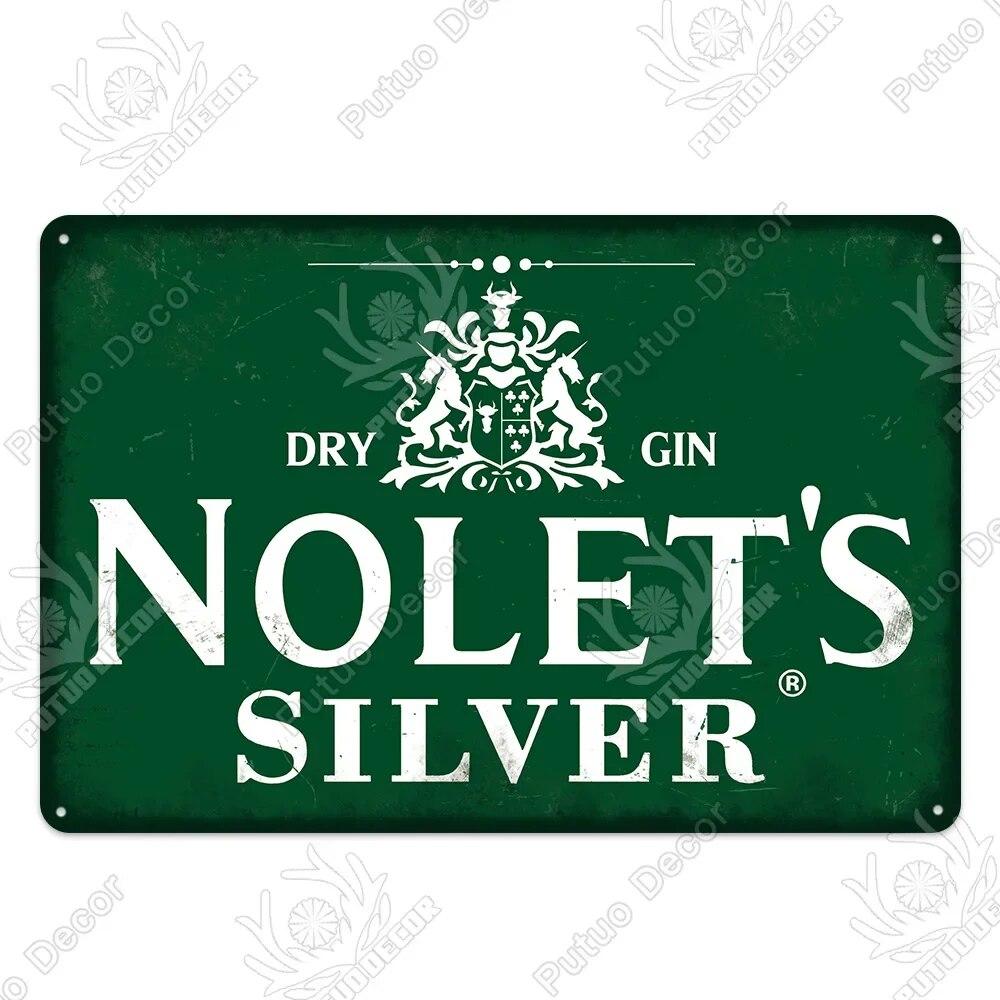 Putuo Decor Classic Gin Vintage Metal Sign Wine Tin Sign Decorative Plaque for Bar Pub Club Decoration Wall Decor Alcohol Sign