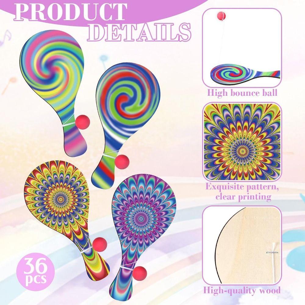 4Pcs Elastic String Paddle Ball Game Portable Wooden Target Ball Outdoor Training