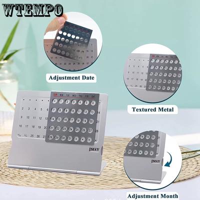 WTEMPO Металлический английский настольный календарь DIY для дома/класса/магазина, вечный календарь, декоративное изделие, подарок, для использования в течение неограниченного количества лет