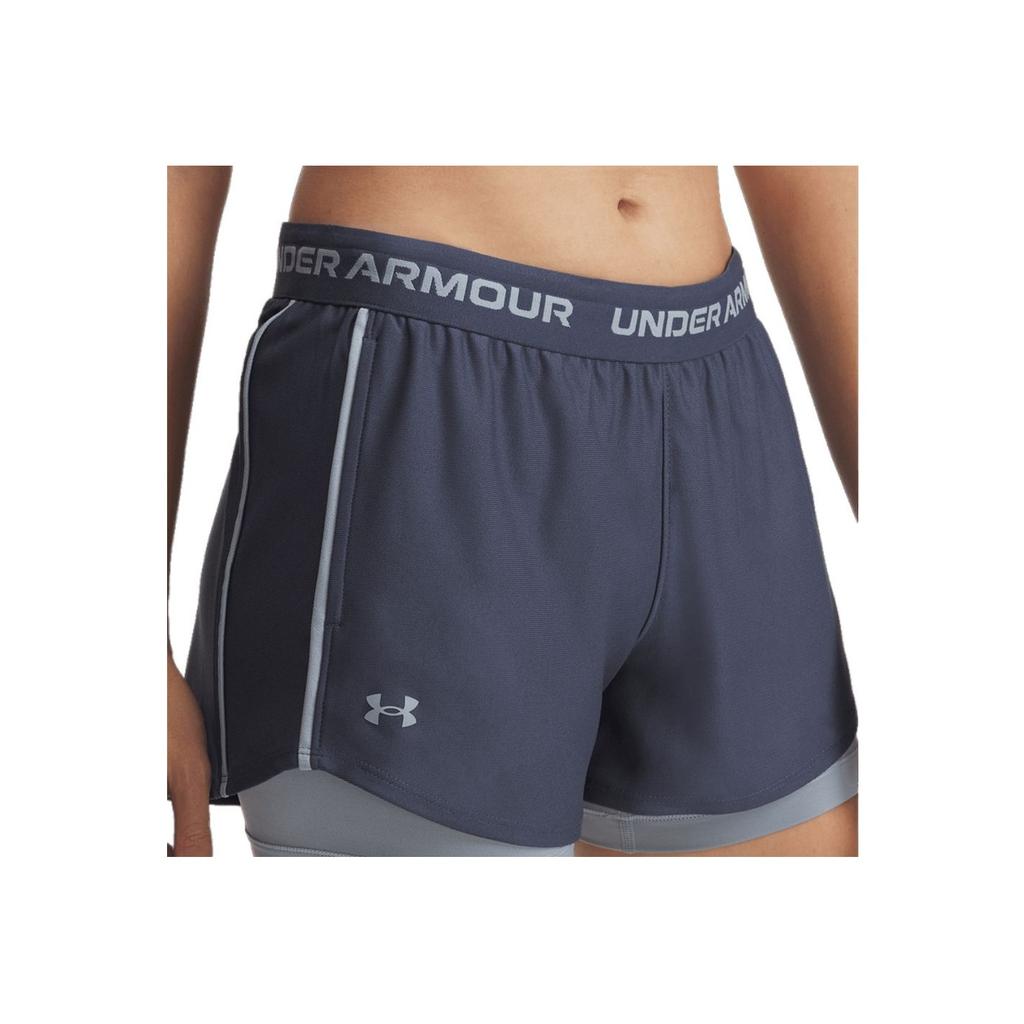 Under Armour Tech Play Up Удобные Универсальные Шорты Два-в-Одном для Спорта Женские шорты Штормово-серый 1389895-044