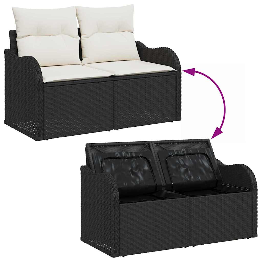 Garden Sofa Set with Cushions 9 pcs Black Poly Rattan