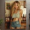 Homedeco Ретро Бар Настенное Искусство Спасибо Что Пришли Блондинка Картина 12x16 Дюймов Готова к Повешению Переработанная Деревянная Рама Прихожая Li