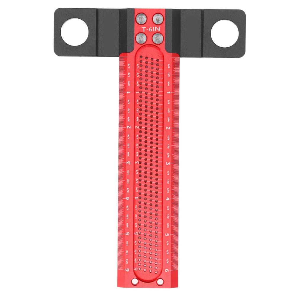 Red Black Hole Marking T Ruler Stainless steel T Square Carpenter Square DIY Projects