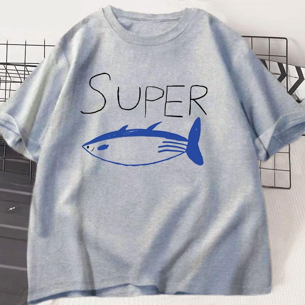 Kpop Korean Jin Super Tuna Fish Tshirts Fashion Vintage Short Sleeve Tshirt Unisex Unisex Clothing Cotton Casual Oversized T Shirt