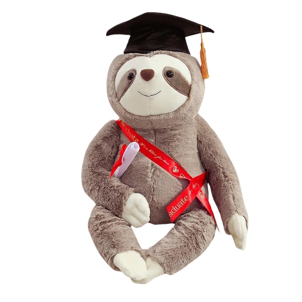 Graduation Plush Sloth Toy Soft Stuffed Animal with Graduation Cap and Sash Holding Diploma for Celebration Gift